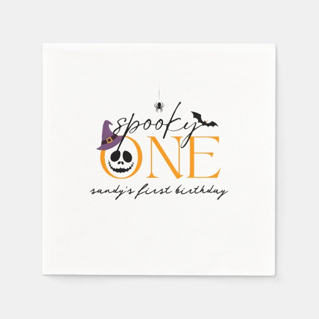 Spooky One Halloween 1st birthday  Napkins (Front)