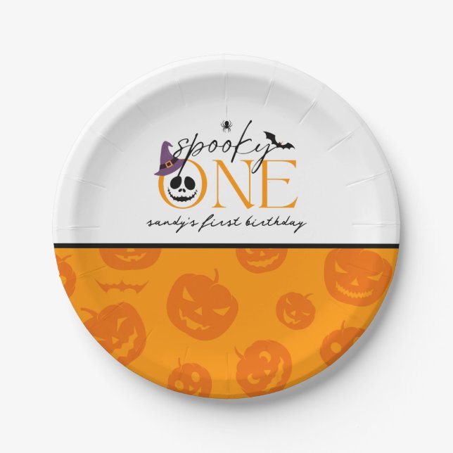Spooky One Halloween 1st birthday  Paper Plates (Front)