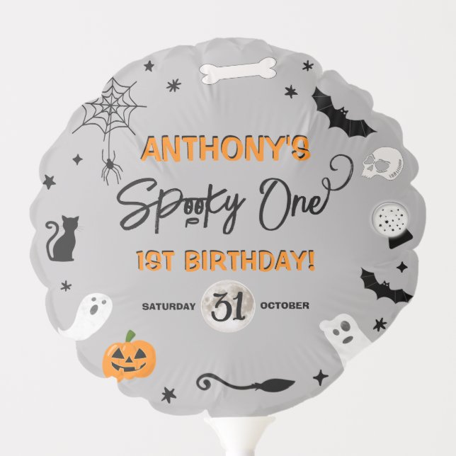 Spooky One! Halloween 1st Birthday Party Balloon (Front)