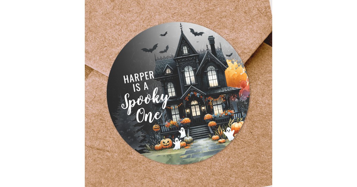 Spooky One Halloween 1st Birthday Party Classic Round Sticker | Zazzle