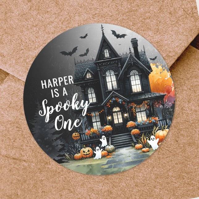 Spooky One Halloween 1st Birthday Party Classic Round Sticker (Spooky One Halloween 1st Birthday Party Classic Round Sticker )