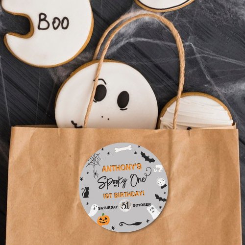 Spooky One Halloween 1st Birthday Party Classic Round Sticker