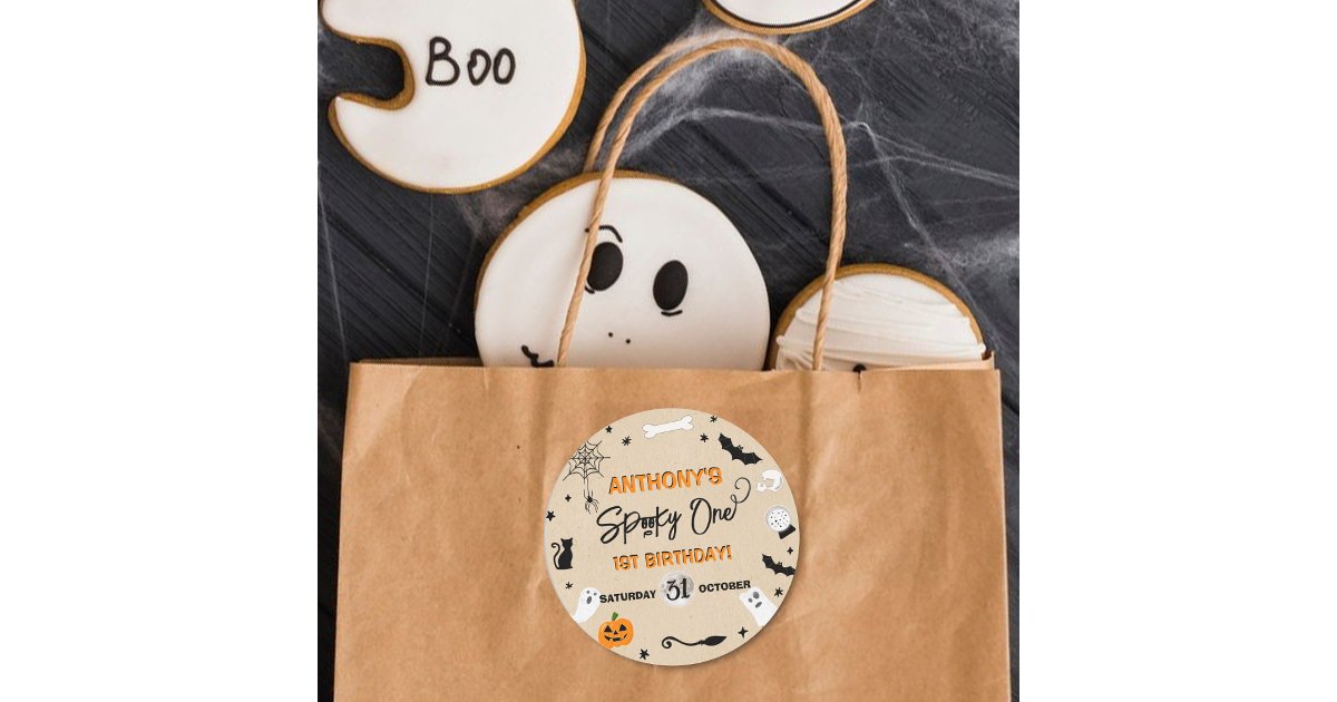 Spooky One! Halloween 1st Birthday Party Classic Round Sticker | Zazzle