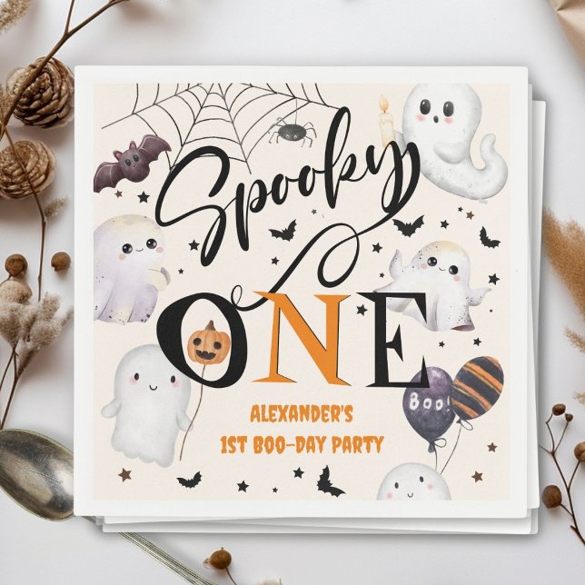 Spooky One Halloween 1st Birthday Party Cute Ghost Napkins (Creator Uploaded)