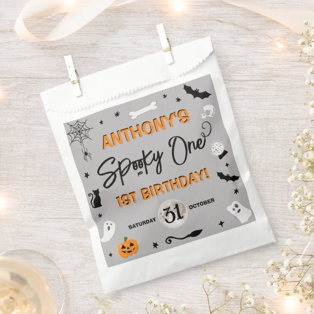 Spooky One! Halloween 1st Birthday Party Favor Bag (Clipped)