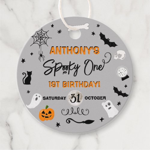 Spooky One Halloween 1st Birthday Party Favor Tags