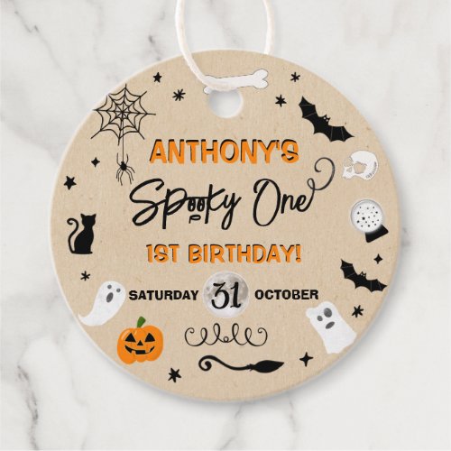 Spooky One Halloween 1st Birthday Party Favor Tags