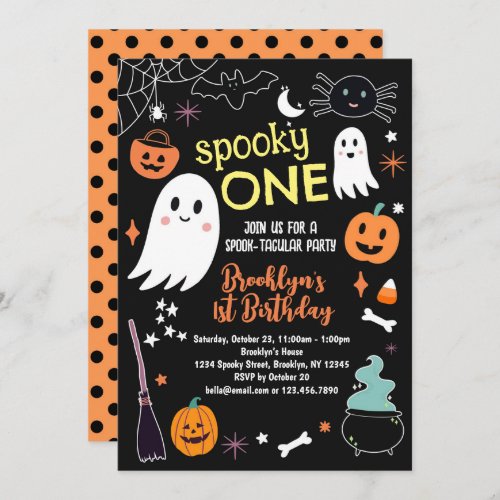 Spooky ONE Halloween 1st Birthday Party Invitation