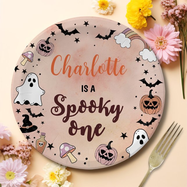 Spooky One Halloween 1st Birthday Party Paper Plates (Creator Uploaded)