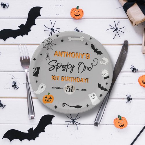Spooky One Halloween 1st Birthday Party Paper Plates