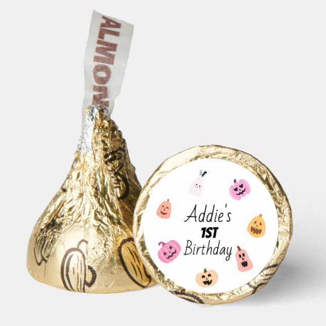 Spooky One | Halloween 1st Birthday | Pink Pumpkin Hershey®'s Kisses® (Front)