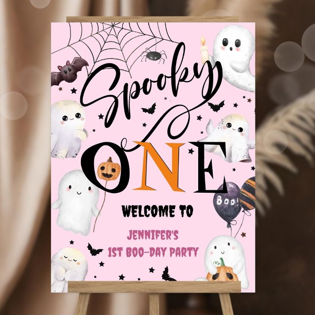 Spooky One Halloween 1st Birthday Pink Welcome Foam Board (Creator Uploaded)