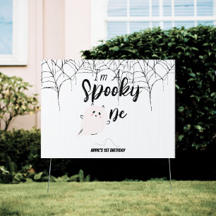 Spooky One   Halloween 1st Birthday   Pink Welcome Sign
