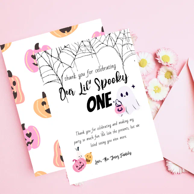 Spooky One | Halloween 1st Birthday | Spooky Pinks Thank You Card | Zazzle