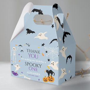 Spooky One Halloween 1st Birthday Thank You Blue Favor Boxes