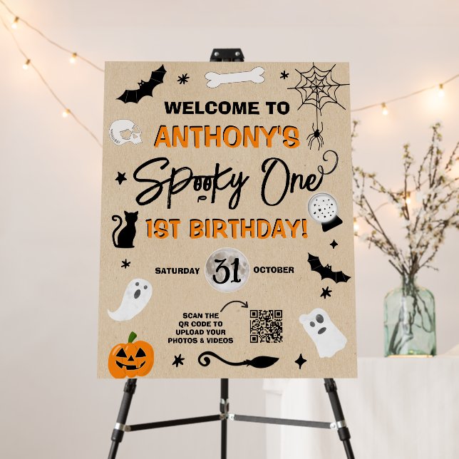 Spooky One! Halloween 1st Birthday Welcome Foam Board (In Situ (Stand))