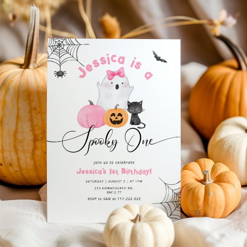 Spooky One Halloween 1st girl birthday Invitation