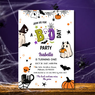 Spooky one Halloween Birthday Ghost Whimsical Invitation