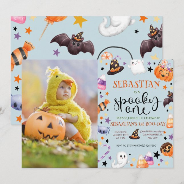 Spooky One Halloween Birthday  Invitation (Front/Back)