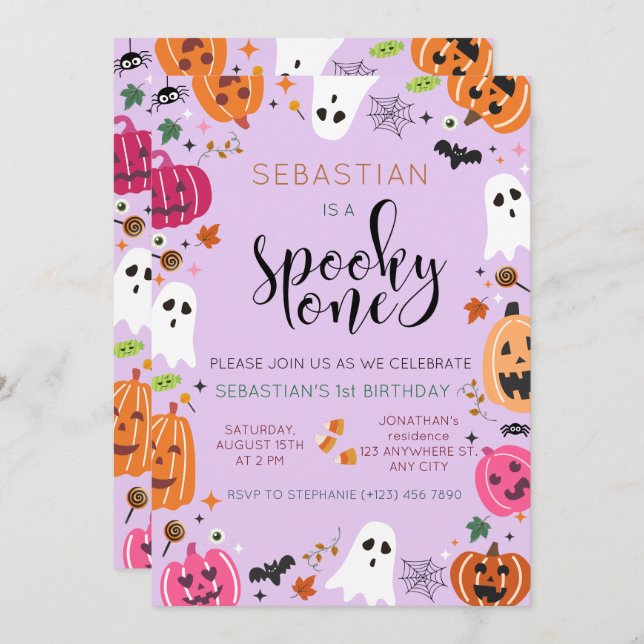 Spooky One Halloween Birthday Invitation (Front/Back)