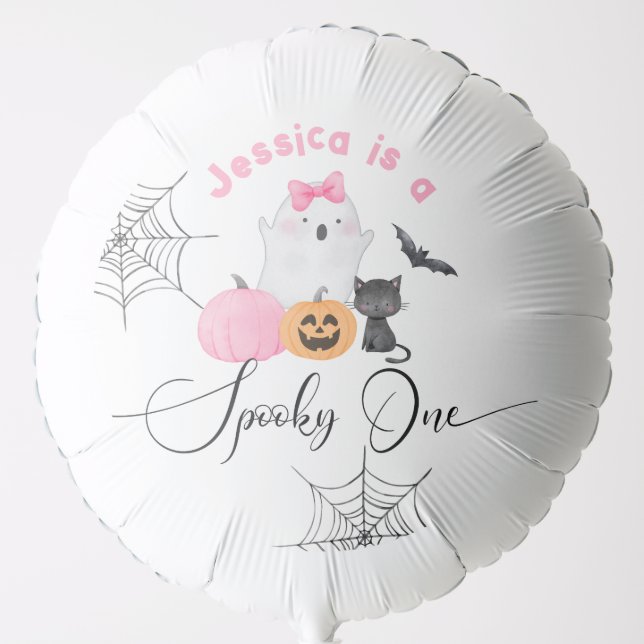 Spooky One Halloween birthday pink little Boo Balloon (Front)