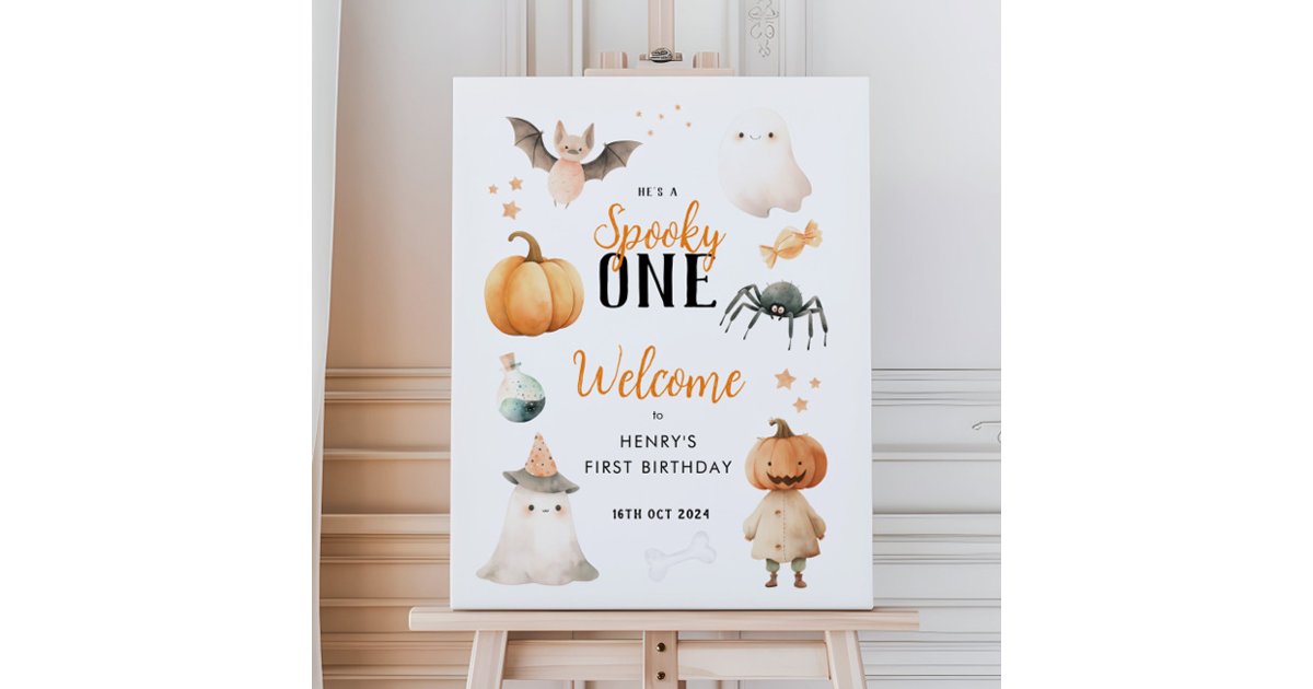 Spooky One Halloween Birthday Welcome Sign | Zazzle