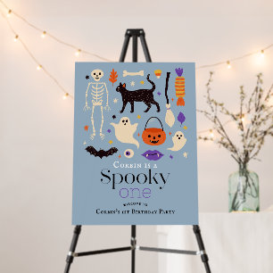Spooky One Halloween Blue 1st Birthday Welcome Foam Board
