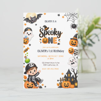 Spooky One Halloween Boy 1st Birthday Invitation
