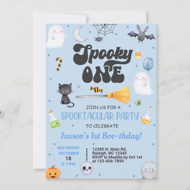 Spooky One Halloween boy 1st birthday invite. Invitation (Front)