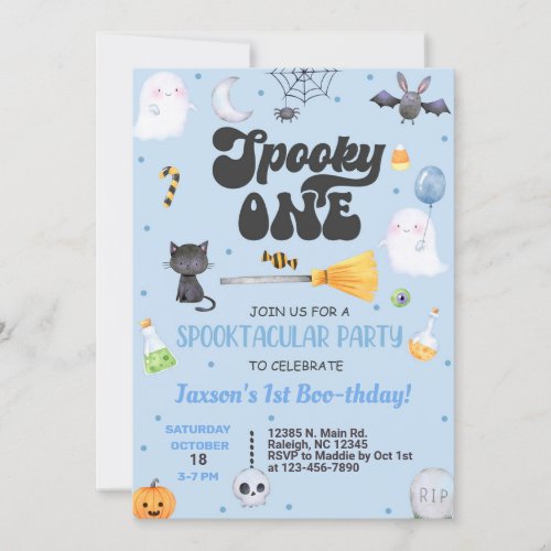 Spooky One Halloween boy 1st birthday invite Invitation