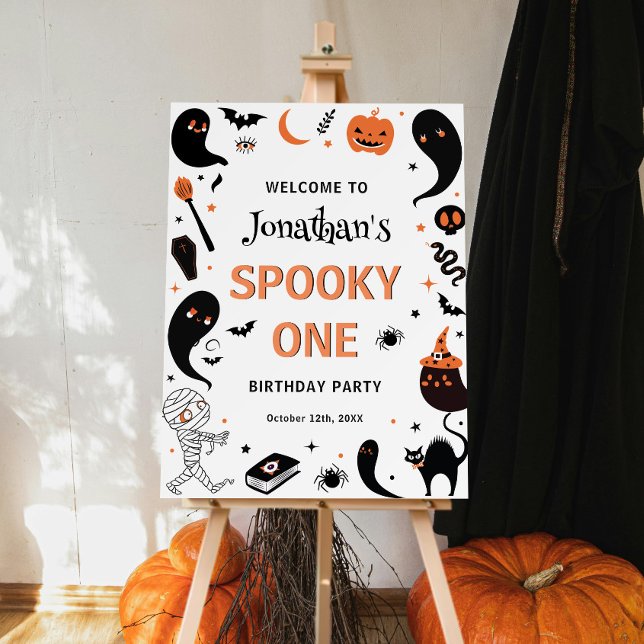 Spooky One Halloween Boy First Birthday Welcome    Foam Board (Creator Uploaded)