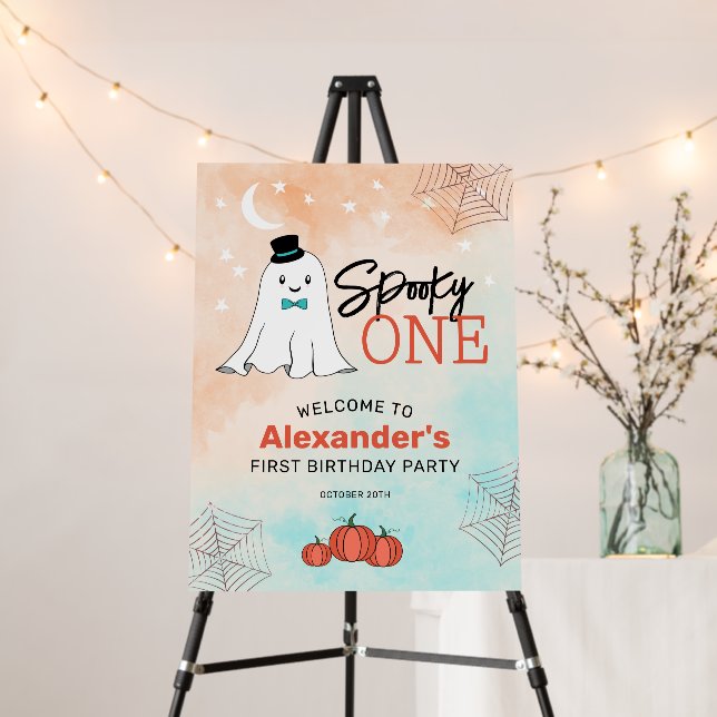 Spooky One Halloween Boys 1st Birthday Welcome Foam Board (In Situ (Stand))