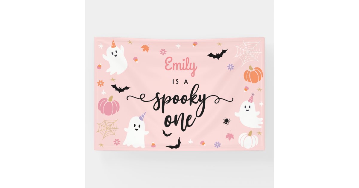 Spooky One Halloween Cute Ghost 1st Birthday Banner | Zazzle