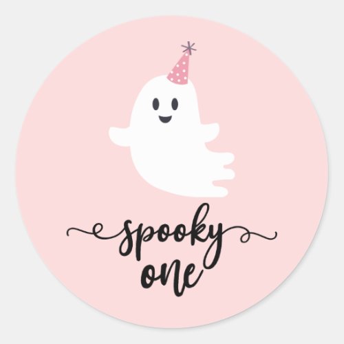 Spooky One Halloween Cute Ghost 1st Birthday Classic Round Sticker