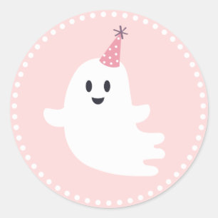 Spooky One Halloween Cute Ghost 1st Birthday Favou Classic Round Sticker