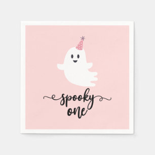 Spooky One Halloween Cute Ghost 1st Birthday Napkins