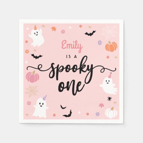 Spooky One Halloween Cute Ghost 1st Birthday Napkins