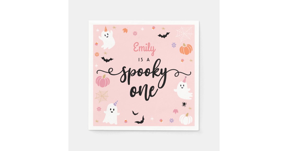 Spooky One Halloween Cute Ghost 1st Birthday Napkins | Zazzle
