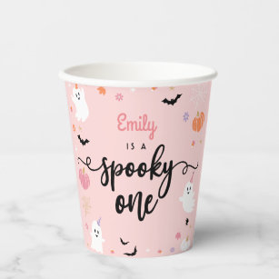 Spooky One Halloween Cute Ghost 1st Birthday Paper Cups