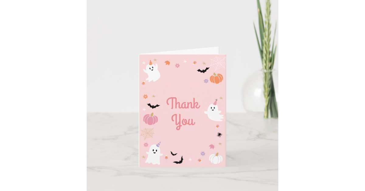 Spooky One Halloween Cute Ghost 1st Birthday Thank You Card | Zazzle