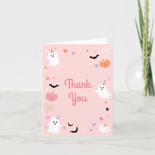 Spooky One Halloween Cute Ghost 1st Birthday Thank You Card