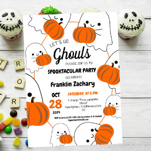 Spooky One Halloween Cute Ghouls Birthday Party Invitation