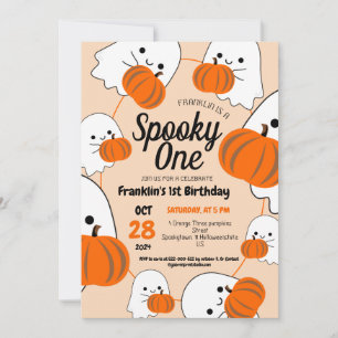Spooky One Halloween Cute Ghouls Birthday Party Invitation