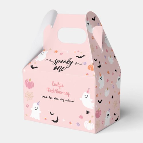 Spooky One Halloween Cute Pink Ghost 1st Birthday Favor Boxes