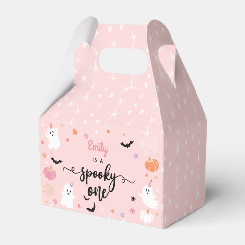 Spooky One Halloween Cute Pink Ghost 1st Birthday Favor Boxes