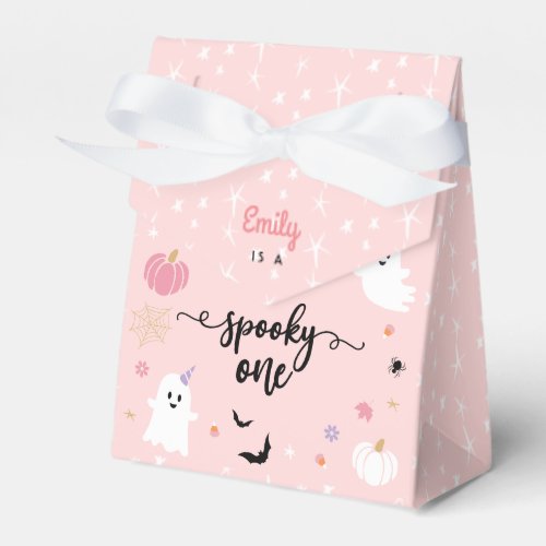 Spooky One Halloween Cute Pink Ghost 1st Birthday Favor Boxes