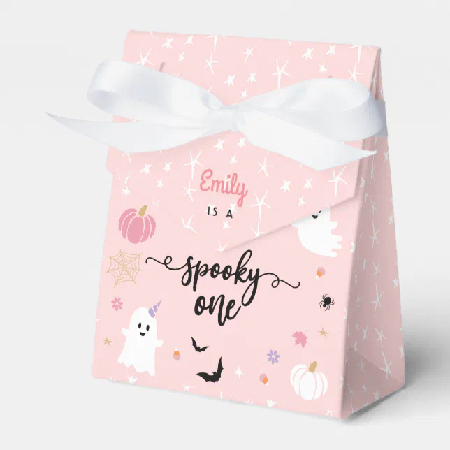 Spooky One Halloween Cute Pink Ghost 1st Birthday Favor Boxes | Zazzle