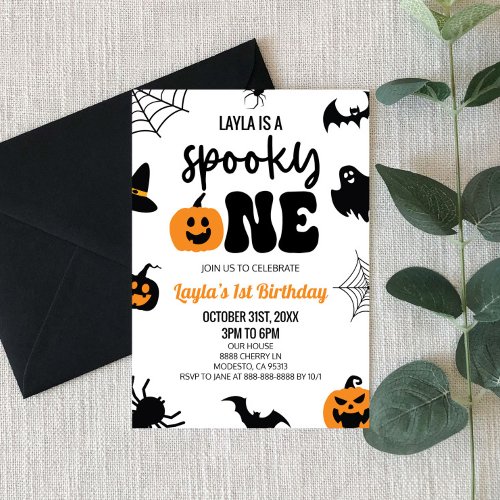 Spooky One Halloween First 1st Birthday Party Invitation