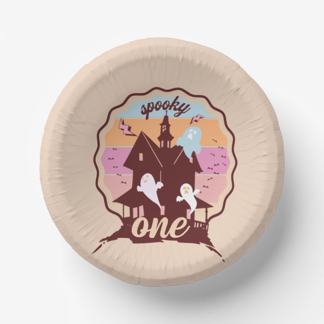 Spooky One Halloween First Birthday Ghost Party  Paper Bowls (Front)