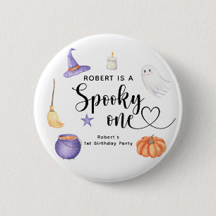 Spooky One Halloween First birthday party Button